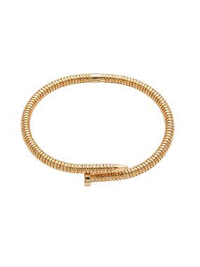 3/$20 NIP Gold Textured Nail Bypass Bangle Bracelet Industrial Ribbed Coil Bold